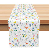 Aperturee - Aperturee Bright and Fresh Summer Floral Table Runner Colorful Wildflower Vibe Vibrant Garden Party or Kitchen Decor